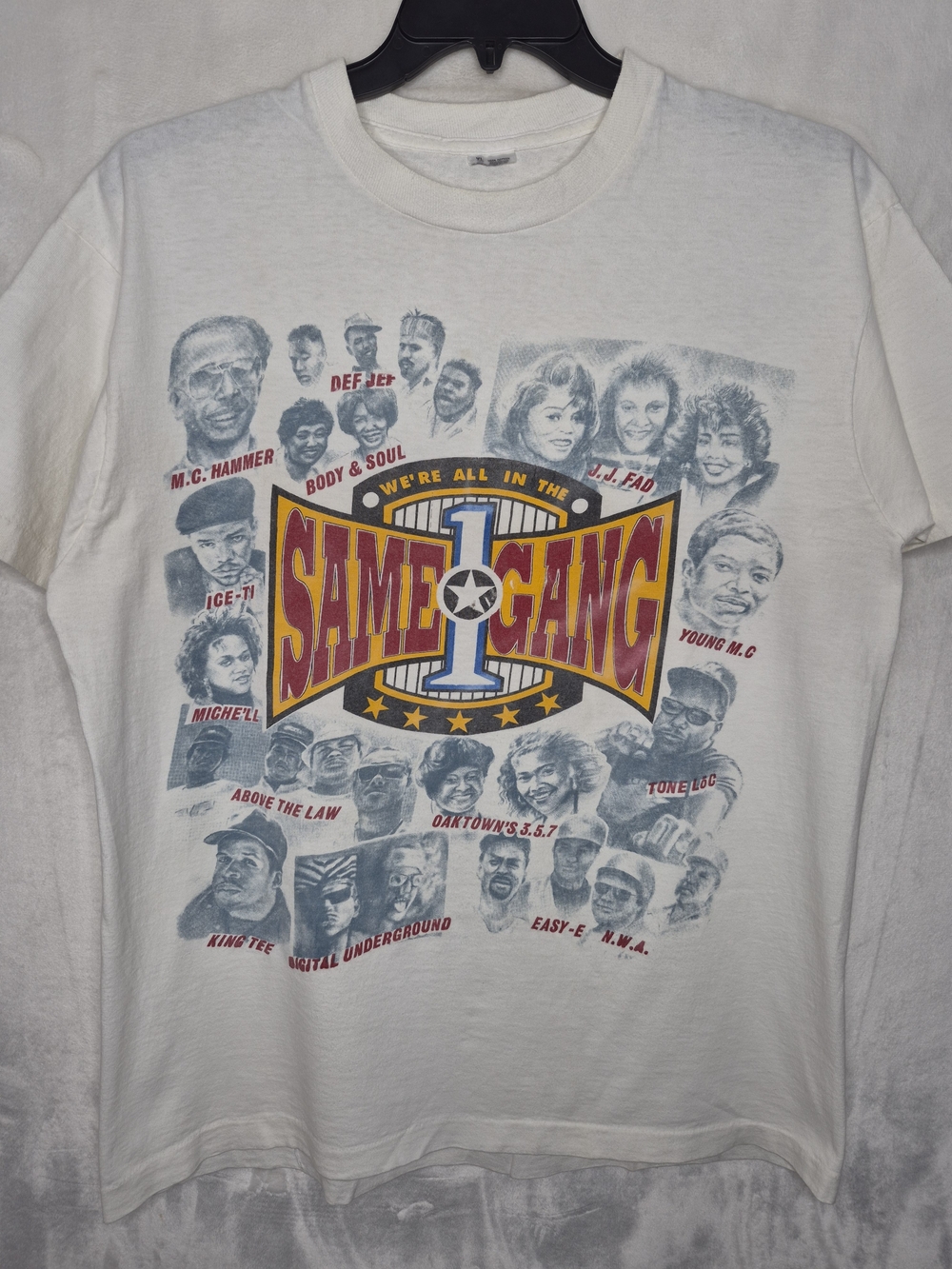 Vintage 1990 Were All in the Same Gang Rap Tee Shirt Single Stitch USA Mens XL
